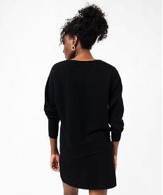 pull en maille cotelee et manches chauve-souris femme noir pullsF313201_3