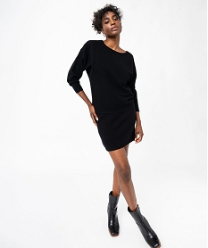 pull en maille cotelee et manches chauve-souris femme noir pullsF313201_4