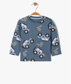 GEMO Tee-shirt manches longues en coton imprimé bébé garçon bleu chine