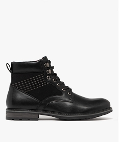GEMO Boots bi-matières fermeture lacets homme noir vif