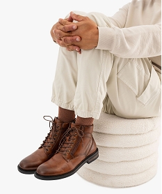 boots a lacets et zip avec doublure chaude homme - urban step orangeF314601_2