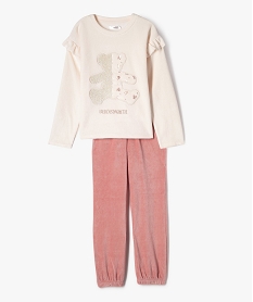 GEMO Pyjama en velours bicolore fille avec volants - LuluCastagnette blanc standard