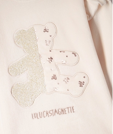 pyjama en velours bicolore fille avec volants - lulucastagnette beigeF315901_2