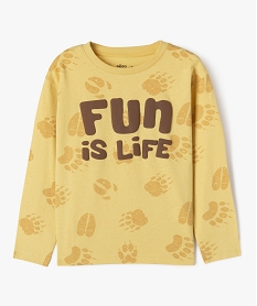 tee-shirt a manches longues imprime avec inscription xxl garcon jaune tee-shirtsF316501_4