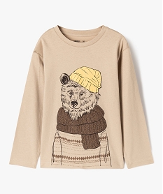 GEMO Tee-shirt à manches longues avec motif ours garçon Beige