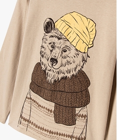 tee-shirt a manches longues avec motif ours garcon beige tee-shirtsF316601_2