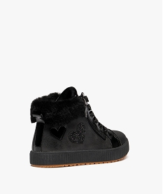 baskets fille montantes avec col fourre et a semelle epaisse rainuree noir vif basketsF317901_4
