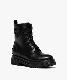 bottines fille a semelle crantee detail coeur en strass noir vifF318001_2