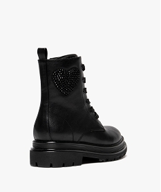 bottines fille a semelle crantee detail coeur en strass noir vifF318001_4
