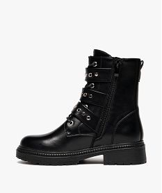 bottines fille a lacets et a zip avec trois brides a boucle details metallises noir vifF318301_3