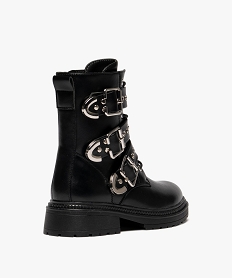 bottines fille a lacets et a zip avec trois brides a boucle details metallises noir vifF318301_4