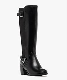 bottes femme unies a talon carre avec lisere metallise noir standard bottes a talonF318401_2