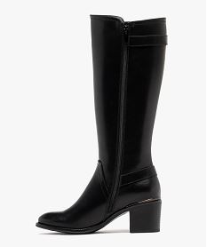 bottes femme unies a talon carre avec lisere metallise noir standard bottes a talonF318401_3