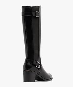 bottes femme unies a talon carre avec lisere metallise noir standard bottes a talonF318401_4