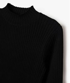 pull en maille cotelee a col montant fille noir standard pullsF320101_2