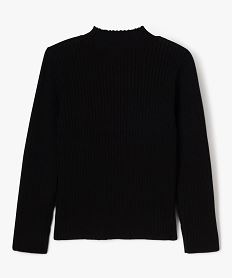 pull en maille cotelee a col montant fille noir standard pullsF320101_3