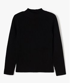 pull en maille cotelee a col montant fille noir standard pullsF320101_4