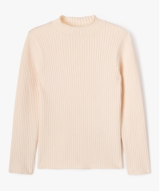 GEMO Pull en maille côtelée à col montant fille blanc chine