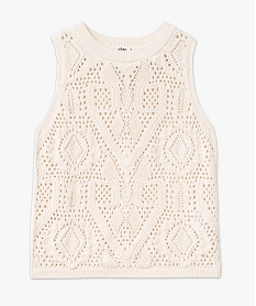 pull sans manches ajoure femme beige pullsF320701_4