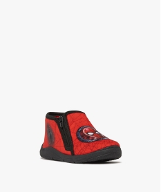 chaussons garcon boots a zip en velours ras - spiderman rouge standardF326801_2