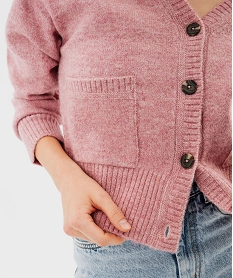 gilet a col v avec poches femme rose giletsF329101_4