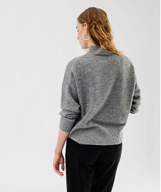 pull col montant avec couture sur l’avant femme gris pullsF329501_3