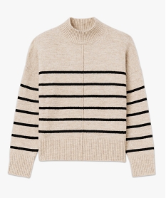 pull col montant raye avec couture sur l’avant femme orange pullsF329701_4