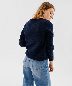 pull col v avec finitions roulottees femme bleu pullsF330101_3