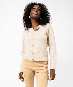 gilet a col rond avec boutons fantaisie femme beige pullsF330201_1