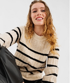 GEMO Pull rayé grosses côtes à emmanchures raglan femme Imprimé