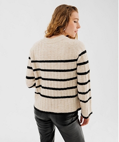 pull raye grosses cotes a emmanchures raglan femme beige pullsF330601_3