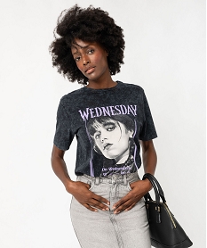 GEMO Tee-shirt à manches courtes à motif femme - Wednesday Noir