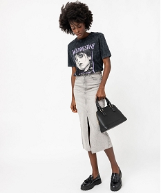 tee-shirt a manches courtes a motif femme - wednesday noir t-shirts manches courtesF330701_4