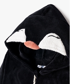 combinaison pyjama en maille peluche motif pingouin fille noirF331401_2