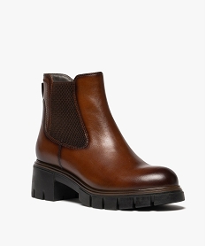boots femme a talon chunky dessus en cuir avec zip marron standard bottines et bootsF334301_2