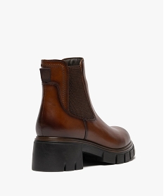 boots femme a talon chunky dessus en cuir avec zip marron standard bottines et bootsF334301_4