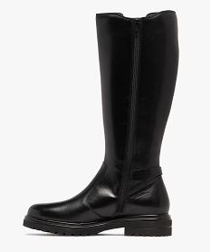 bottes femme montantes dessus en cuir avec bande elastique et bride fantaisie noir standardF334601_3