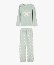 pyjama en velours a motifs papillons et etoiles fille vertF335301_1