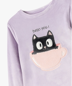 pyjama en velours motif chat fille violetF335401_2