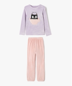 pyjama en velours motif chat fille violetF335401_4