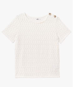 tee-shirt manches courtes en maille de coton ajouree femme beige t-shirts manches courtesF336701_4