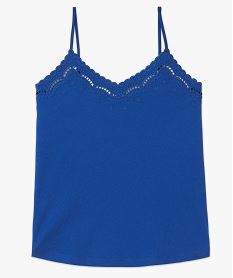 debardeur a fines bretelles avec broderie anglaise femme bleu debardeursF337201_4