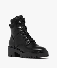 boots femme fourrees avec col matelasse a paillettes et semelle epaisse crantee noir standard bottines fourreesF338301_2