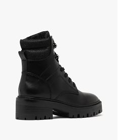 boots femme fourrees avec col matelasse a paillettes et semelle epaisse crantee noir standard bottines fourreesF338301_3