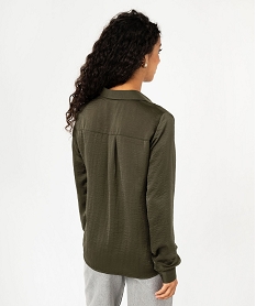 blouse a manches longues en matiere satinee femme vert blousesF339901_3