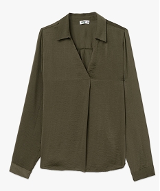 blouse a manches longues en matiere satinee femme vert blousesF339901_4