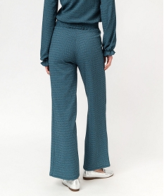 pantalon large en maille texturee et extensible imprime femme bleu pantalonsF342501_3