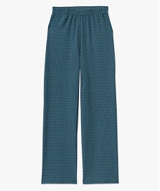 pantalon large en maille texturee et extensible imprime femme bleuF342501_4
