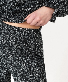 pantalon large en maille texturee et extensible imprime femme noirF342601_2