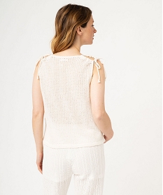 debardeur en maille ajouree femme beige debardeursF343301_3